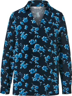 Tchibo - Bluse mit Alloverprint - Damen - Gr. 40 - dunkelblau