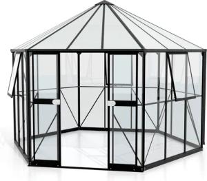 Vitavia Gewächshaus Pavillion 9 m² inkl. Fundamentrahmen - 383x333x284cm - schwarz - Aluminium / Glas / Glas