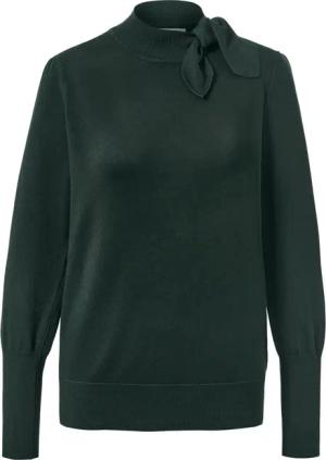 Tchibo - Feinstrickpullover mit Schleifendetail - Damen - Gr. L - dunkelgrün