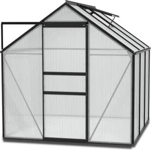 Vitavia Einsteiger-Gewächshaus inkl. Fundamentrahmen - 195x195x197cm - schwarz - Aluminium / Stahl / Kunststoff