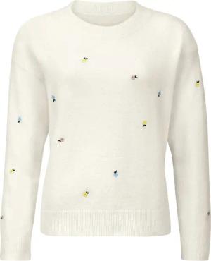 Tchibo - Bestickter Strickpullover - Damen - Gr. M - weiß