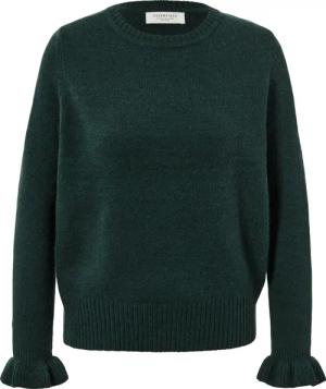 Tchibo - Strickpullover mit Rüschendetail - Damen - Gr. M - dunkelgrün