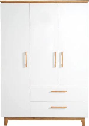 roba »Finn« 3-türiger Kleiderschrank - 134,5x55x200cm - weiß - Holz / Buchenholz / Holz