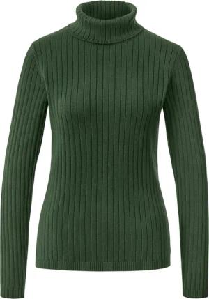 Tchibo - Gerippter Rollkragenpullover - Damen - Gr. XL - dunkelgrün