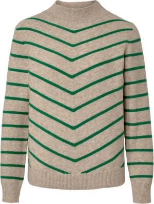 Tchibo - Gestreifter Strickpullover mit Stehkragen - Damen - Gr. XXL - beige/gestreift
