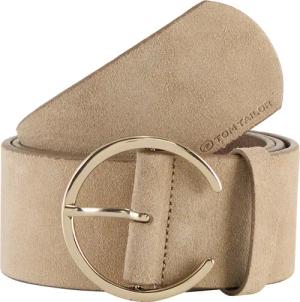 TOM TAILOR Damen TTPHOEBE breiter Velourledergürtel mit runder Dornschließe, beige, Uni, Gr. 95