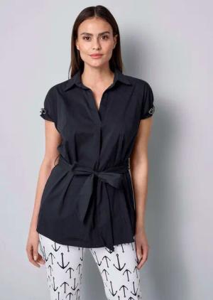 Alba Moda Schlupfbluse Longbluse mit Kettendetails