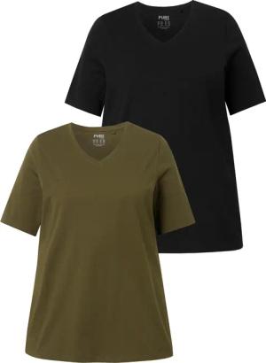 Ulla Popken T-Shirt T-Shirts 2er-Pack V-Ausschnitt