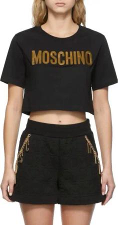 Moschino Crop-Top Couture Milano Top Gold