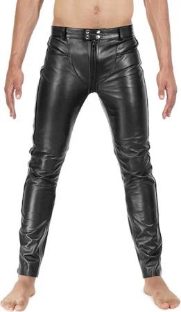 Lederhose Herren Lederhose Lederjeans mit durchgehendem