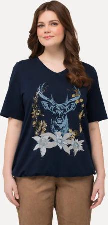 Ulla Popken T-Shirt T-Shirt Trachtenmotiv V-Ausschnitt