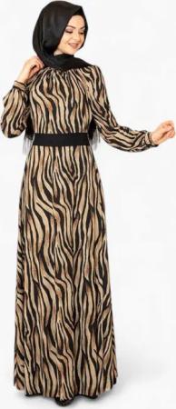 fashionshowcase Chiffonkleid Damen Abendkleid im Zebramuster