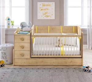 Möbel-Zeit Babybett mit Schaukelfunktion, umbaubar zum