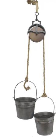 DanDiBo Blumenampel Metalleimer mit Umlenkrolle Deko