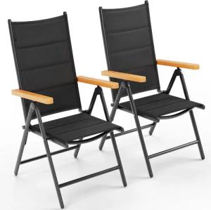 TLGREEN Gartenstuhl Hochlehner Klappbar,2er Set Aluminium