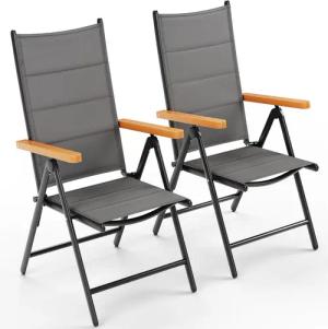 TLGREEN Gartenstuhl Hochlehner Klappbar,2er Set Aluminium