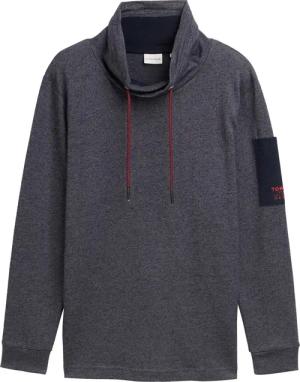 TOM TAILOR Herren Snood Langarmshirt aus Baumwolle, blau, Meliert, Gr. M