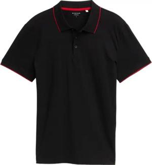 TOM TAILOR Herren Slim Fit Jersey Poloshirt mit Stretch, schwarz, Uni, Gr. XXXL