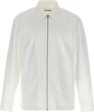Jil Sander - Cotton Gabardine Zip Shirt - Größe 50 - weiß