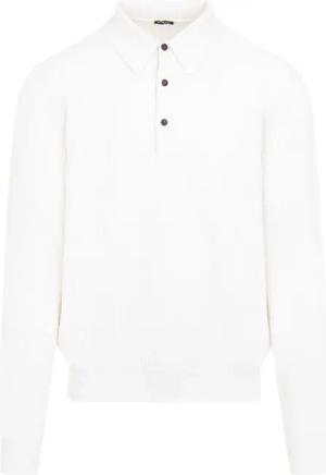 Kiton - White Cashmere Knit Polo - Größe L - weiß