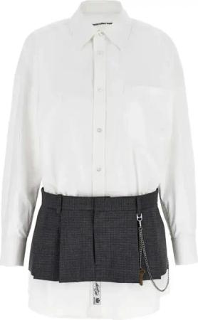 Alexander Wang - Pre-Styled Shirt Dress W Chain' Dress - Größe 2 - weiß