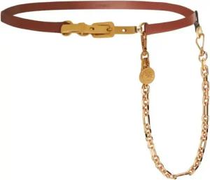 Etro Gürtel - Leather Belt With Polished Gold-Tone Buckle - Gr. 85 - in Braun - für Damen