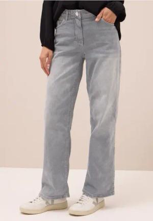 Cecil Damen Wide Leg Jeans in Grau, Gr: 32