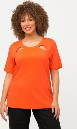 Ulla Popken T-Shirt T-Shirt Cut-Outs Kräuselung
