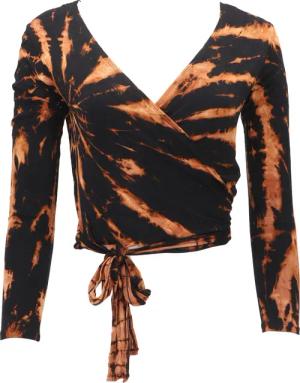 Guru-Shop Longsleeve Batik Wickeltop, Yogatop, Langarmshirt