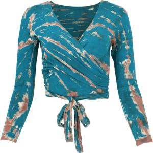 Guru-Shop Longsleeve Batik Wickeltop, Yogatop, Langarmshirt