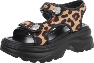 Ital-Design Bequeme Damen-Sandalen mit Rosetten für