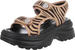 Ital-Design Bequeme Damen-Sandalen mit Rosetten für