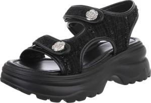 Ital-Design Bequeme Damen-Sandalen mit Rosetten für