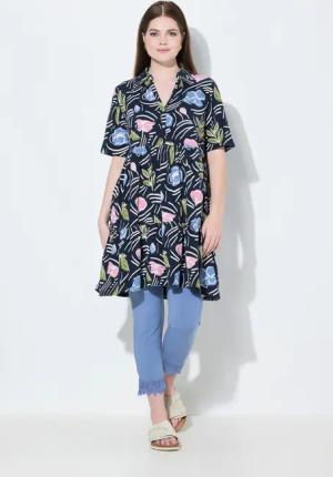 Ulla Popken Longshirt Longshirt Blüten A-Linie