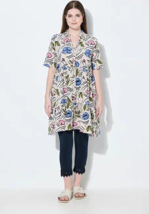 Ulla Popken Longshirt Longshirt Blüten A-Linie