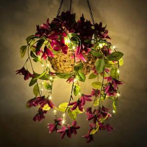 Künstliche Zimmerpflanze mit LED-Lichterkette & Timer