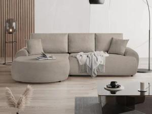 Beautysofa Ecksofa mit Kissen aus Bouclé-Stoff
