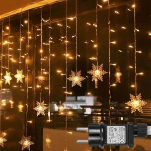 Rosnek LED-Lichterkette LED Lichtervorhang,Schneeflocke Märchen String