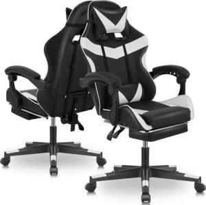 LOVONLIVE Gaming-Stuhl Bürostuhl mit Massagefunktion, Lendenkissen,