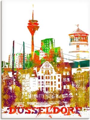 Artland Leinwandbild "Düsseldorf Grafik", Düsseldorf, (1 St.), auf Keilrahmen gespannt