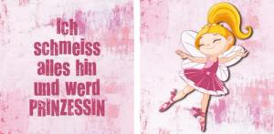 queence Leinwandbild "Prinzessin", Königinnen-Prinzen-Prinzessinnen-Kunst-Modern-Spa-Spa Bilder-Sprüche-Sprüche & Texte-Schriftzug-Schriftzüge-Könige, (Set), Premium-Leinwandstoff, Handarbeit aus Deutschland, Spruch, 2er Set
