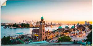 Artland Wandbild "Hamburg Hafen und Landungsbrücken", Deutschland, (1 St.), als Alubild, Outdoorbild, Leinwandbild, Poster, Wandaufkleber