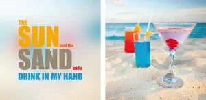 queence Leinwandbild "Sun & Sand", Getränke-Strand-Strandbilder-Meer-Meer Bilder-Kunst-Modern-Spa-Spa Bilder-Sprüche-Sprüche & Texte-Schriftzug-Schriftzüge, (Set), Premium-Leinwandstoff, Handarbeit aus Deutschland, Spruch, 2er Set