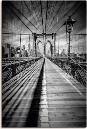 Artland Wandbild "Brooklyn Bridge, New York City Monochrom", New York, (1 St.), als Leinwandbild, Poster in verschied. Größen