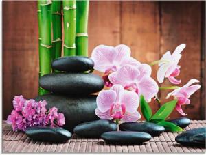 Artland Glasbild "Spa Konzept Zen Steinen Orchideen", Zen, (1 St.), in verschiedenen Größen
