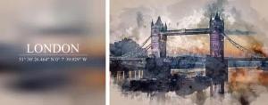 queence Leinwandbild "London", Elemente der Architektur-London-Kunst-Sprüche-Sprüche & Texte-Schriftzug-Schriftzüge, (Set), Premium-Leinwandstoff, Handarbeit aus Deutschland, Spruch, 2er Set