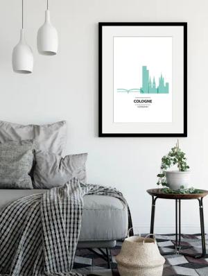 queence Bild "Cologne Color Splash", Städte-Stadt-Deutschland-Köln-Kirche-Gebäude-Schriftzug, (1 St.), HD Premium Poster-Druck inkl. Holzrahmen
