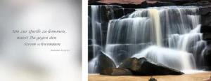 queence Leinwandbild "Quelle", Stein-Wasserfall-Wasserfallbilder-Kunst-Modern-Spa-Spa Bilder-Sprüche-Sprüche & Texte-Schriftzug-Schriftzüge, (Set), Premium-Leinwandstoff, Handarbeit aus Deutschland, Zitat, 2er Set