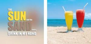 queence Leinwandbild "Drink in my Hand", Getränke-Strand-Strandbilder-Meer-Meer Bilder-Kunst-Modern-Spa-Spa Bilder-Sprüche-Sprüche & Texte-Schriftzug-Schriftzüge, (Set), Premium-Leinwandstoff, Handarbeit aus Deutschland, Spruch, 2er Set
