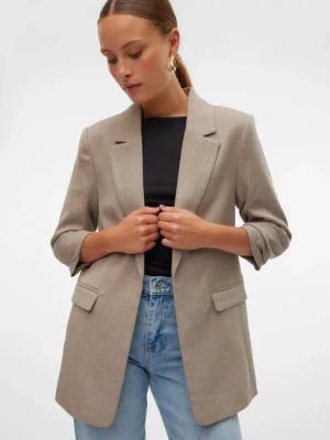 Vero Moda Longblazer "VMFRIDA LS REGULAR BLAZER NOOS", ohne Verschluss und mit gerafften 3/4 Arm